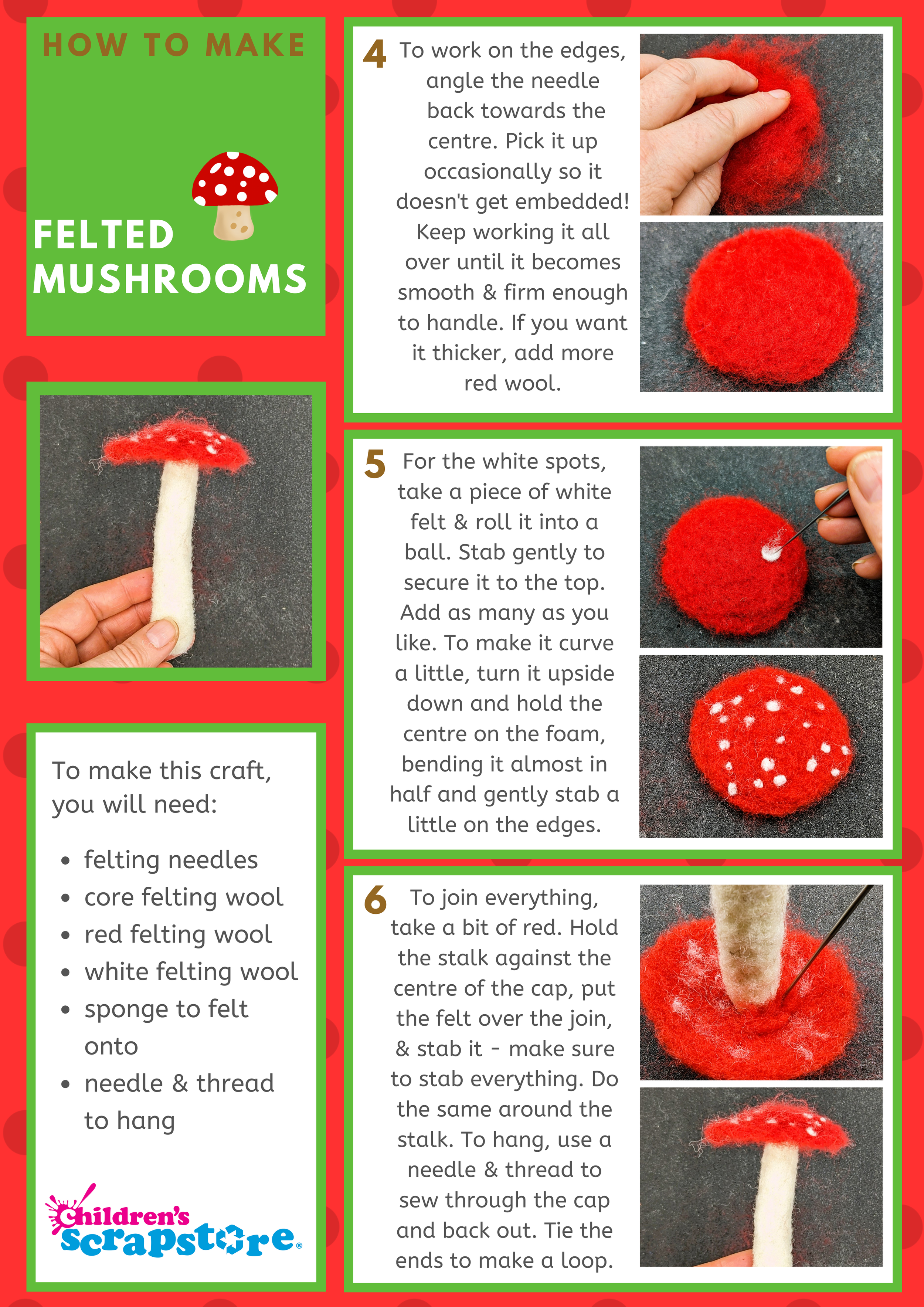 Felted Mushroom Craft Sheet