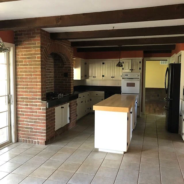 Kitchen before and during construction. We are getting closer.