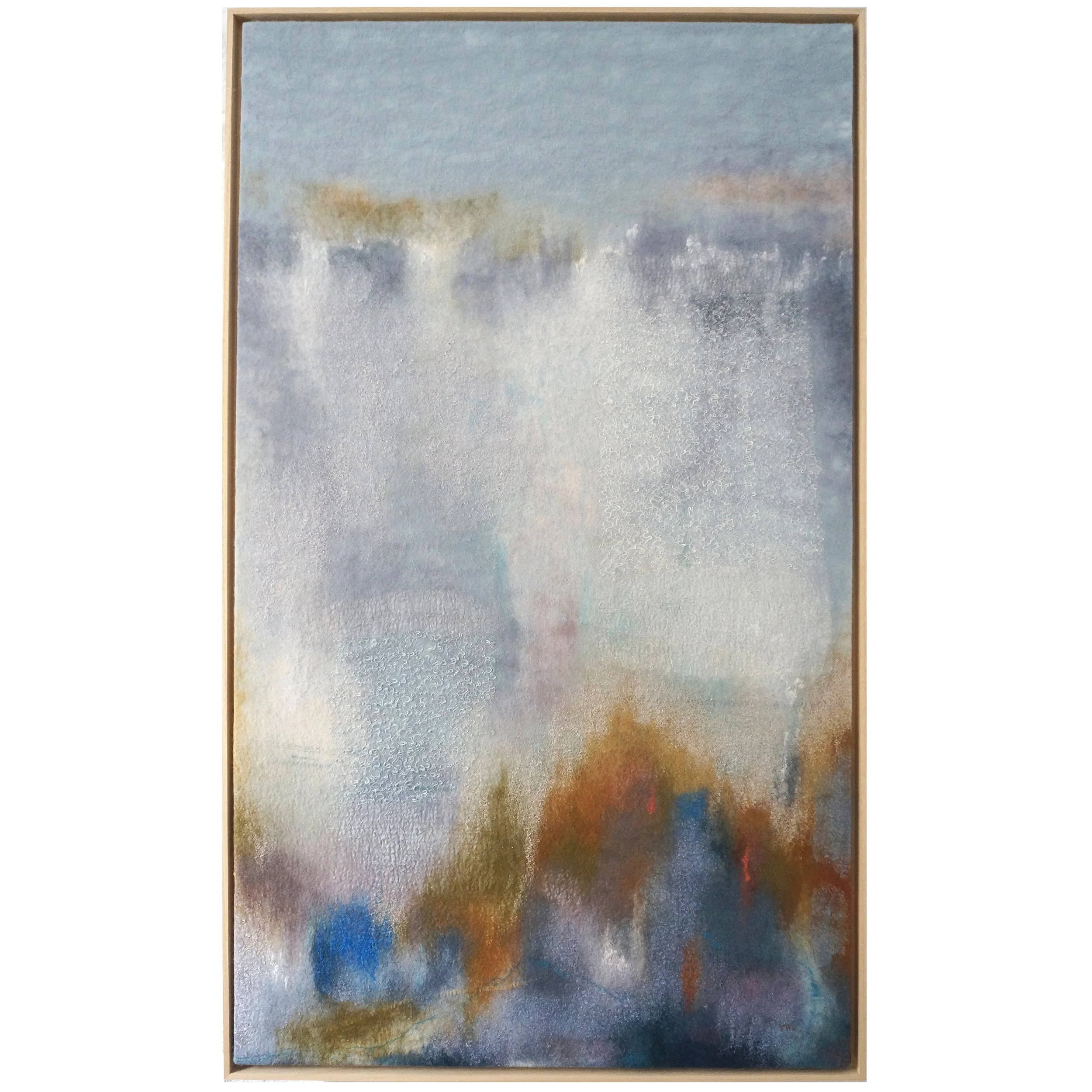 ALCHEMY - Large abstract fiber art artwork in blues and copper