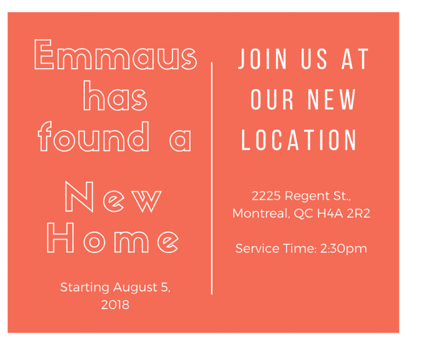 Emmaus is moving to a new location!