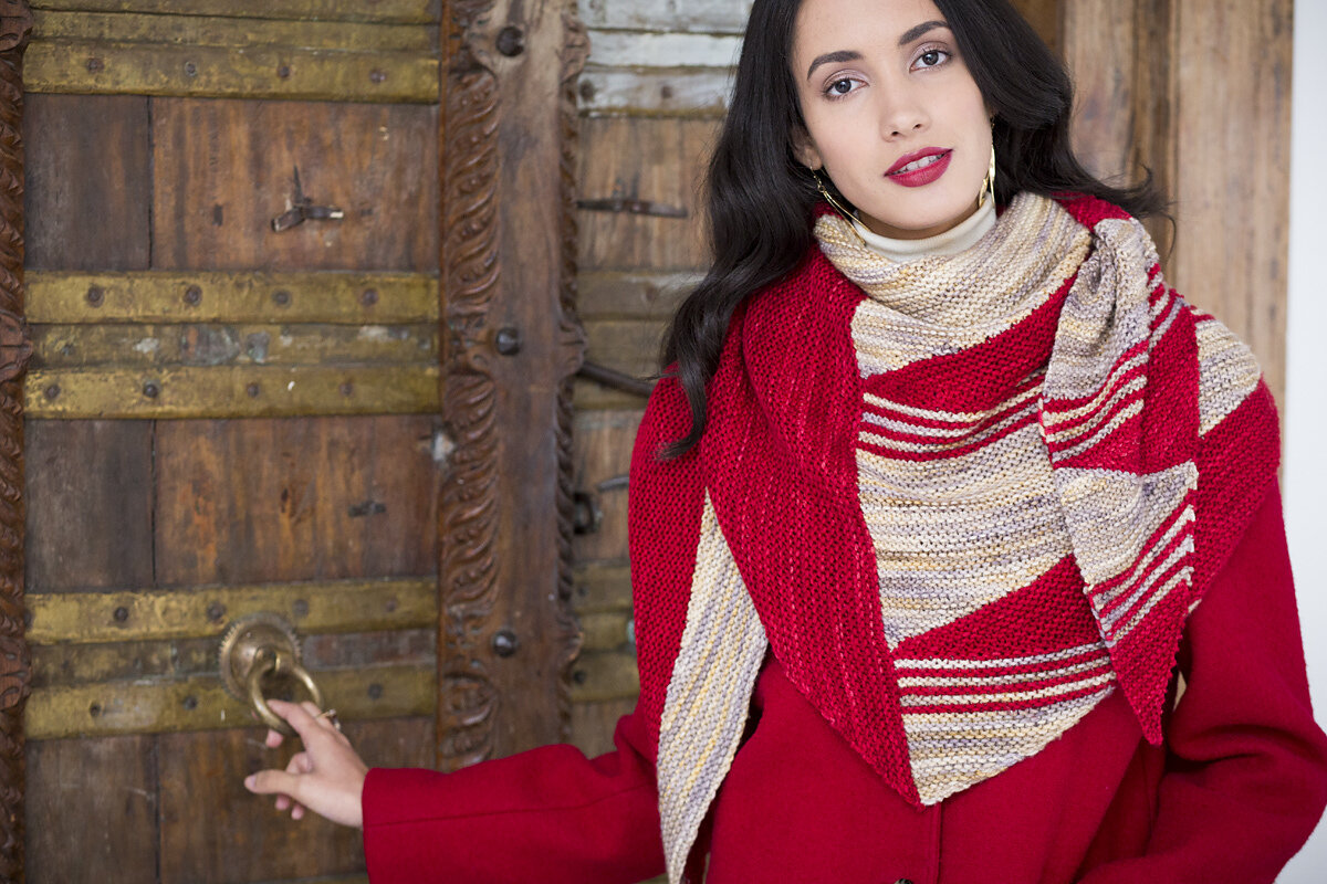 © Malabrigo Yarn — Two color Highline shawl designed by Justyna Lorkowska for Rios