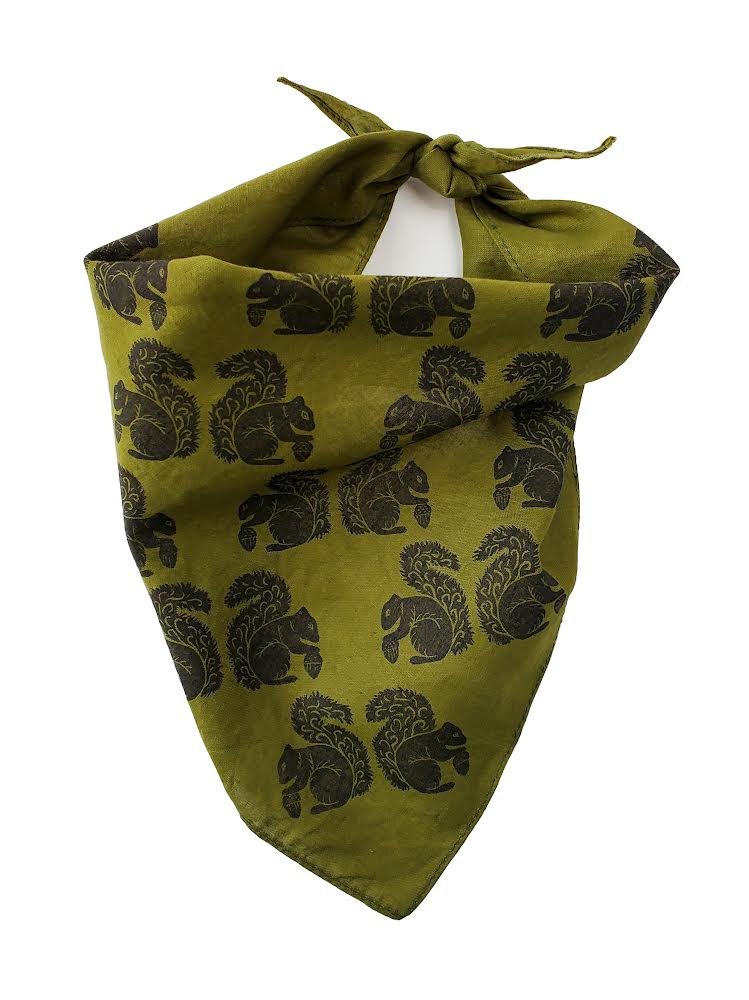 Block Printed Squirrel Bandana