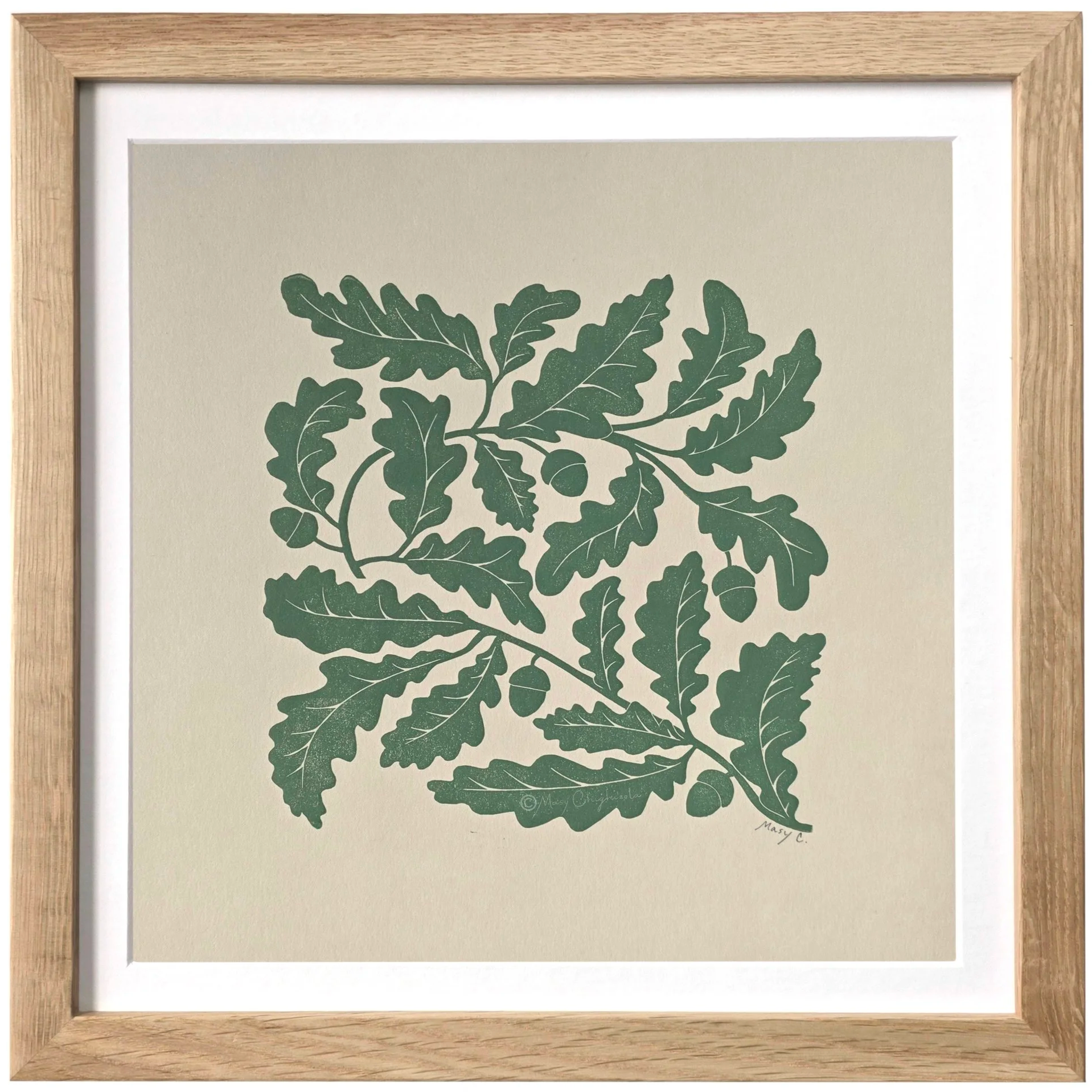 Oak Leaves Original Block Print