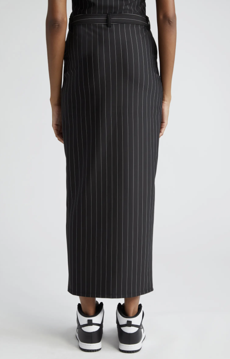 Black Pinstripe Maxi Skirt