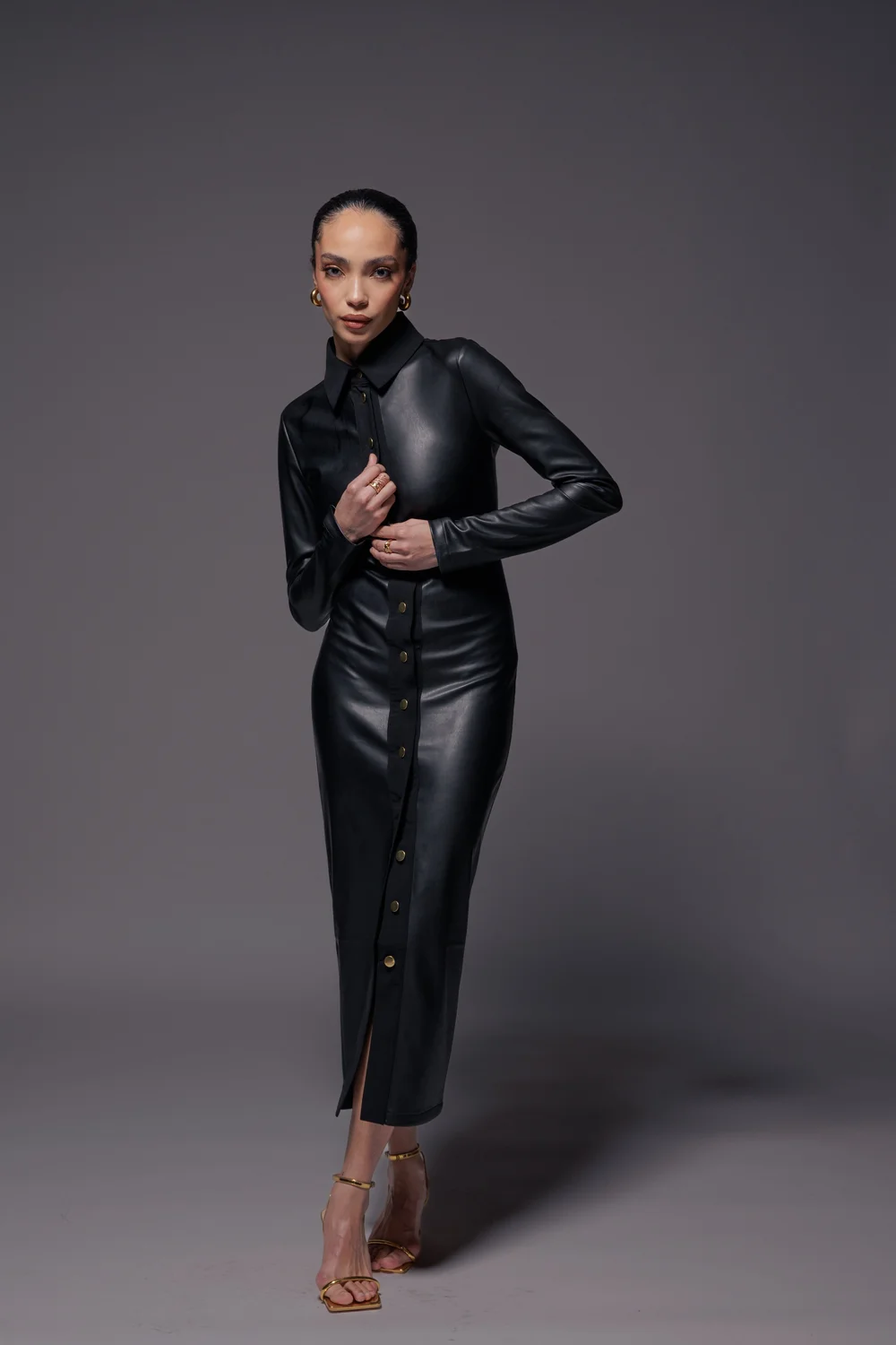 black feather dress long sleeve LONG SLEEVE HIGH NECK BLACK DRESS WITH FEATHER DETIALS | CULT MIA main image 0