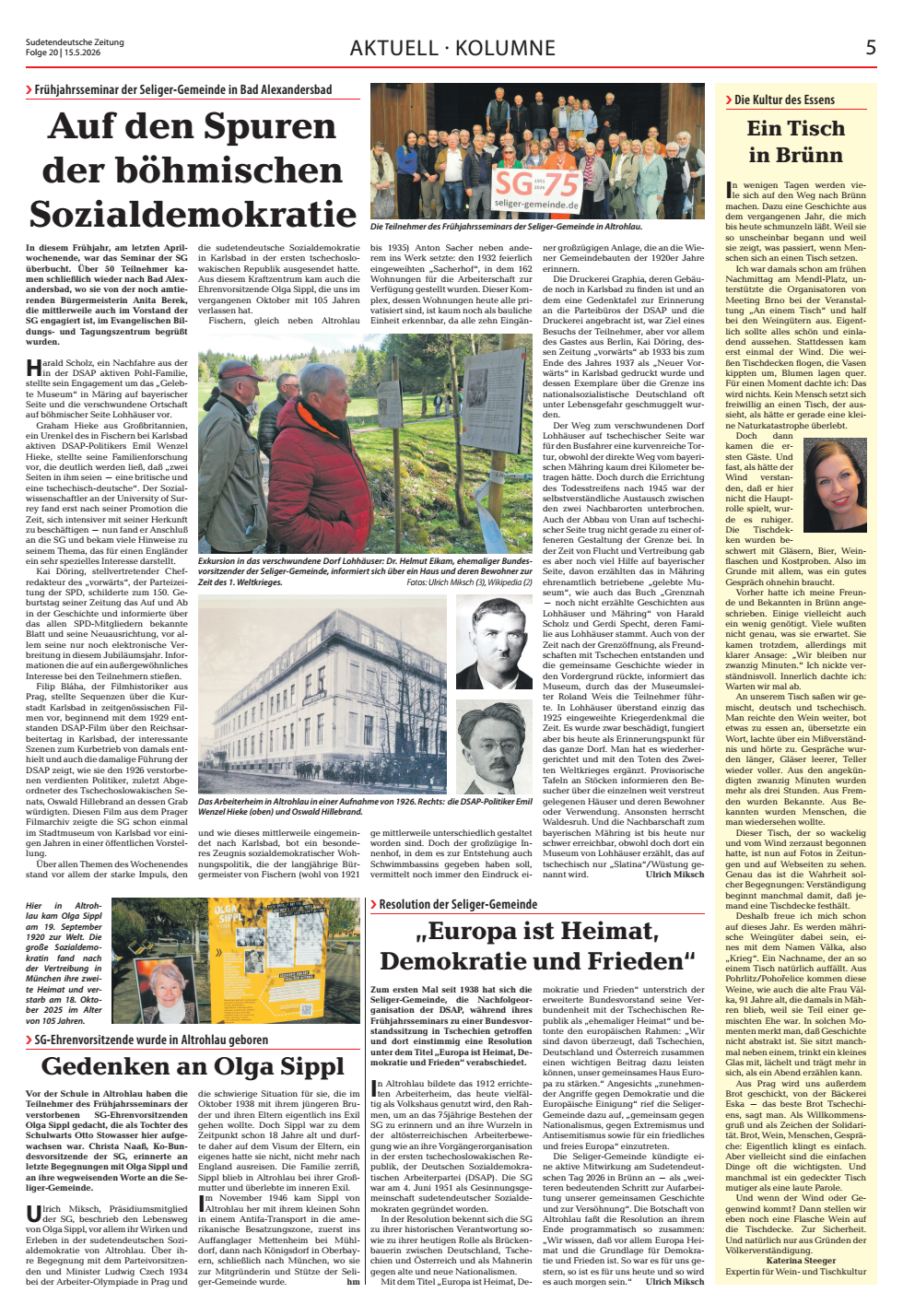Kolumne Ein Tisch in Brünn