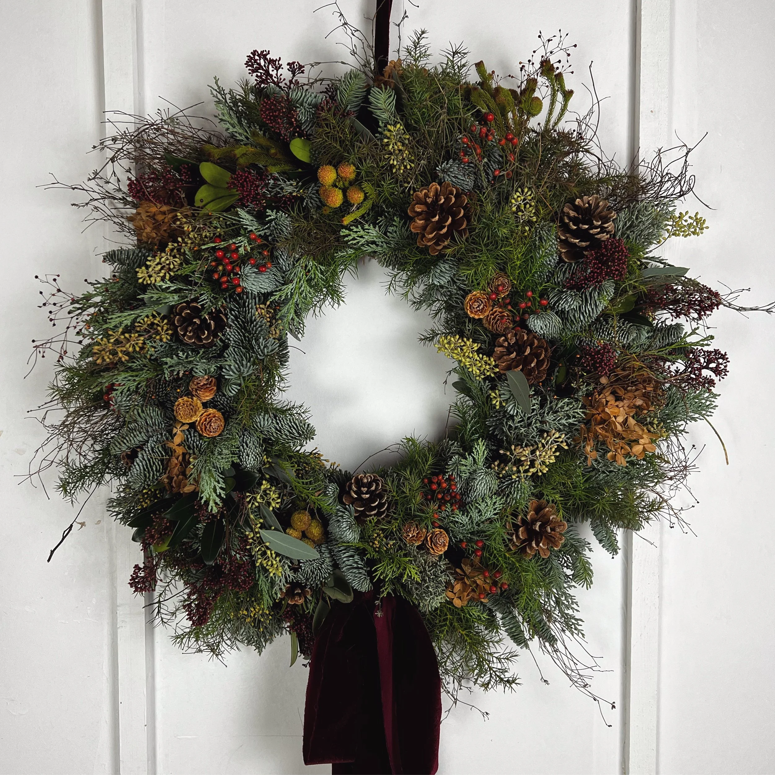 A traditional Christmas wreath