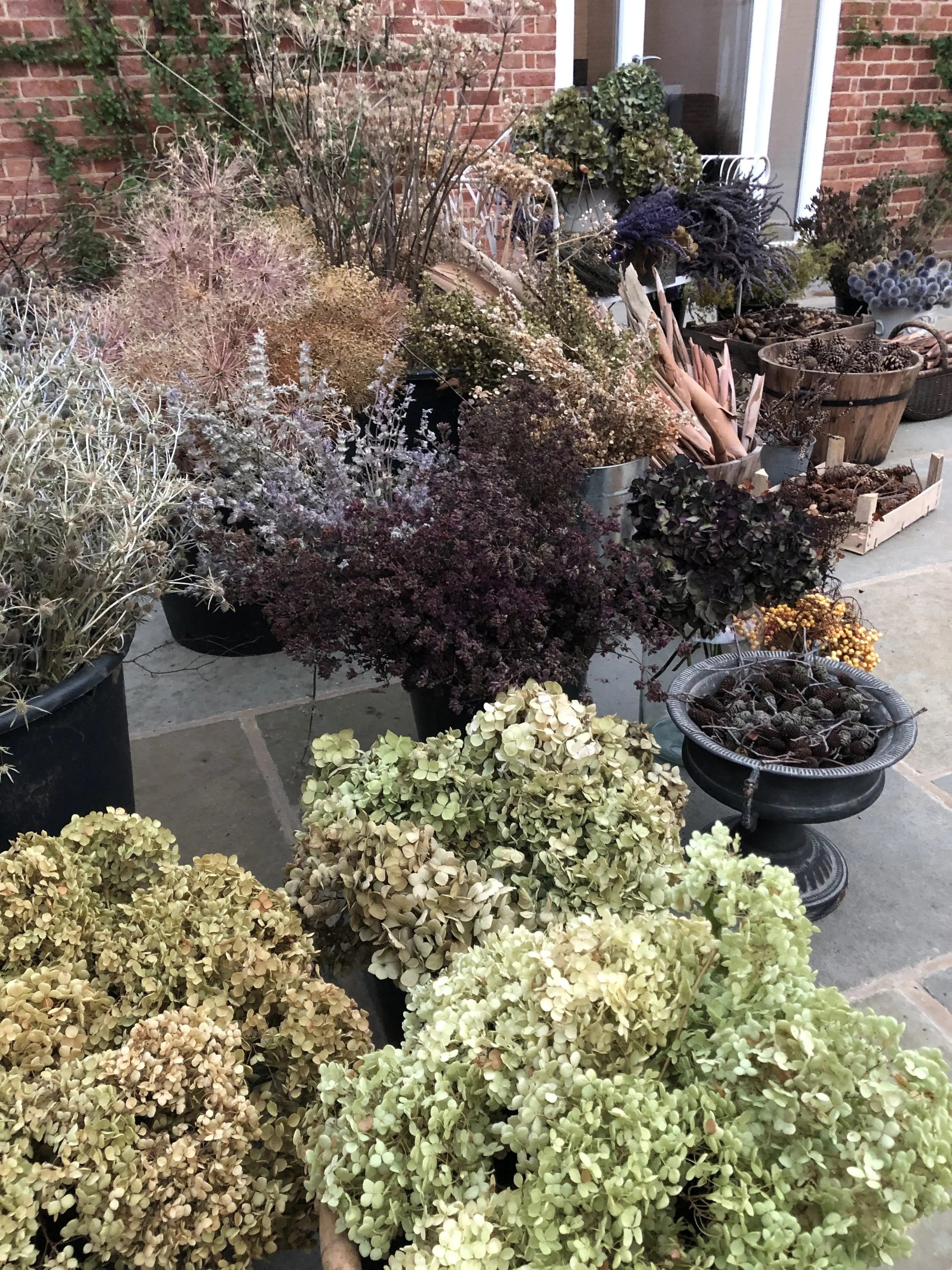 Some examples of some of the natural ingredients we use at our luxury christmas wreath making workshops at Voewood house in Holt, Norfolk