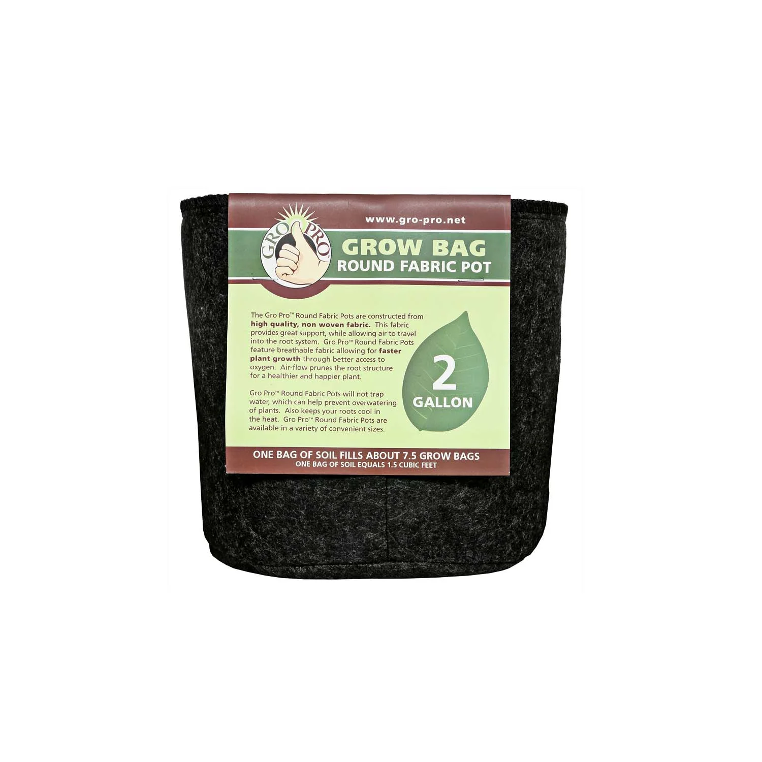 Gro Pro Premium Round Fabric Pot 2 Gallon