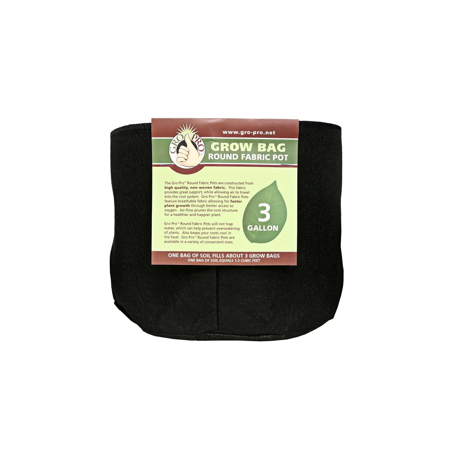 Gro Pro Premium Round Fabric Pot 3 Gallon