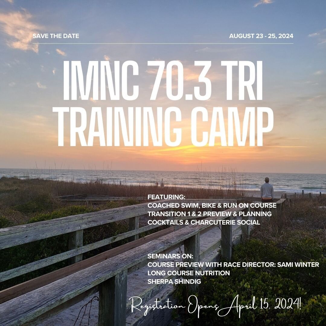 Mark your calendars! We are doing it again. Sami Winter and I are launching our annual IMNC 70.3 training camp. Come swimbikerun in Wilmington! You will get a ton of racing tips for our hometown race. 

Registration opens on March 20. Stay tuned for 