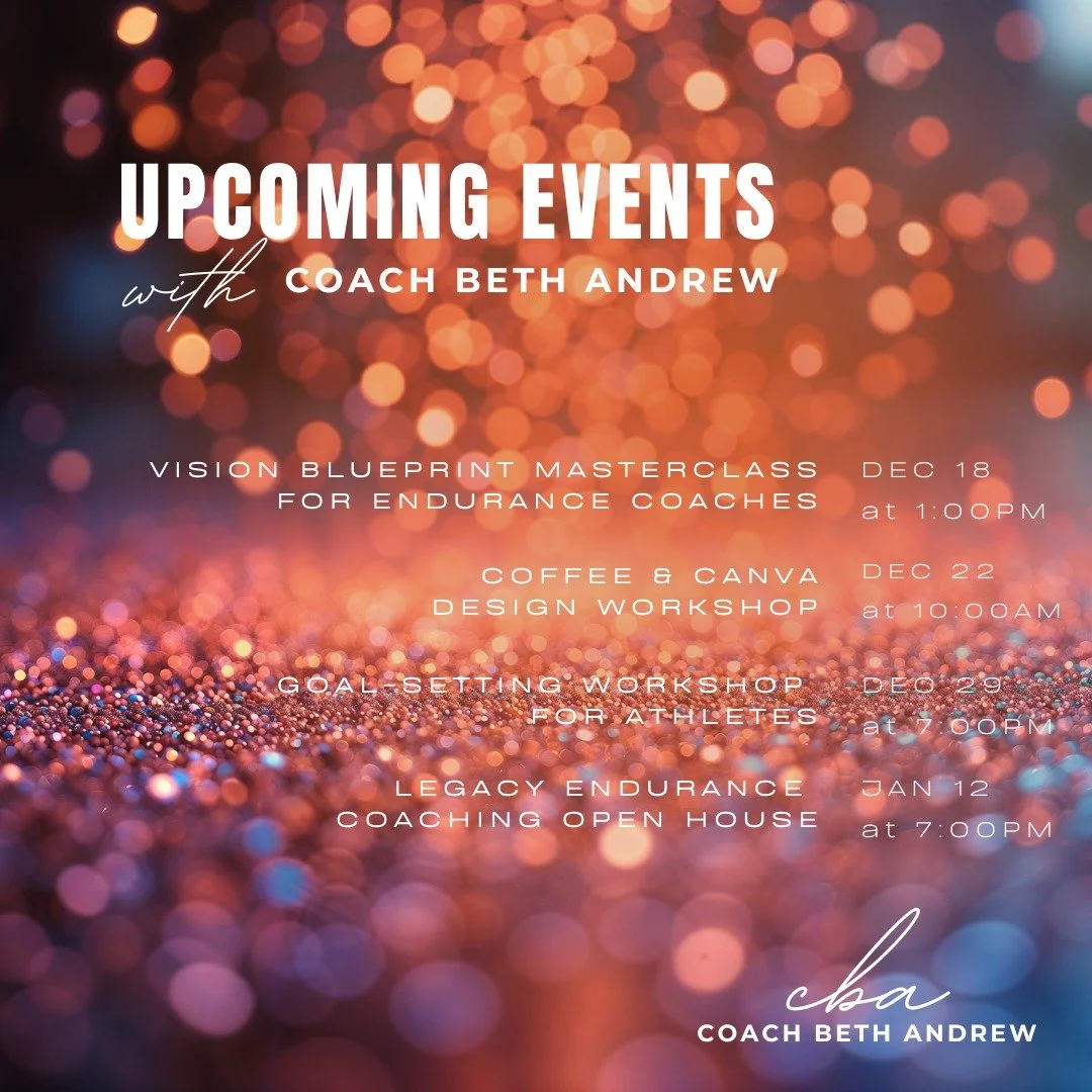 MARK YOUR CALENDARS! So many new and exciting things are in the mix right now. You might be knee-deep in holiday hoopla right now, but you'll want to set time aside for these awesome events. 

VISION BLUEPRINT MASTERCLASS: Hosted by Coach Michelle La