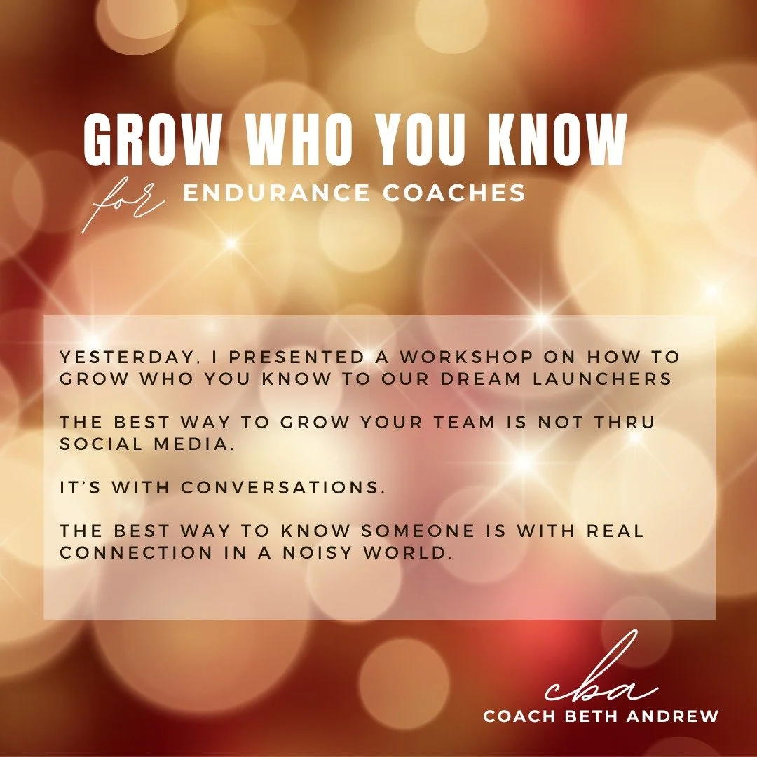 Earlier this week, I presented a workshop on conversations for our Dream Launcher coaches. 

I urged all the coaches to get out from behind their logos, their stories and their reels every once in a while and have real conversations with people aroun