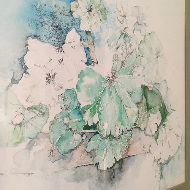 Very early Giroux hanging at my sister’s house in beautiful Skaneateles, NY. High school watercolor with India ink stippling. Photographed at an angle to avoid the reflection. In central New York for these days I look around and see how the verdant hills shaped me.