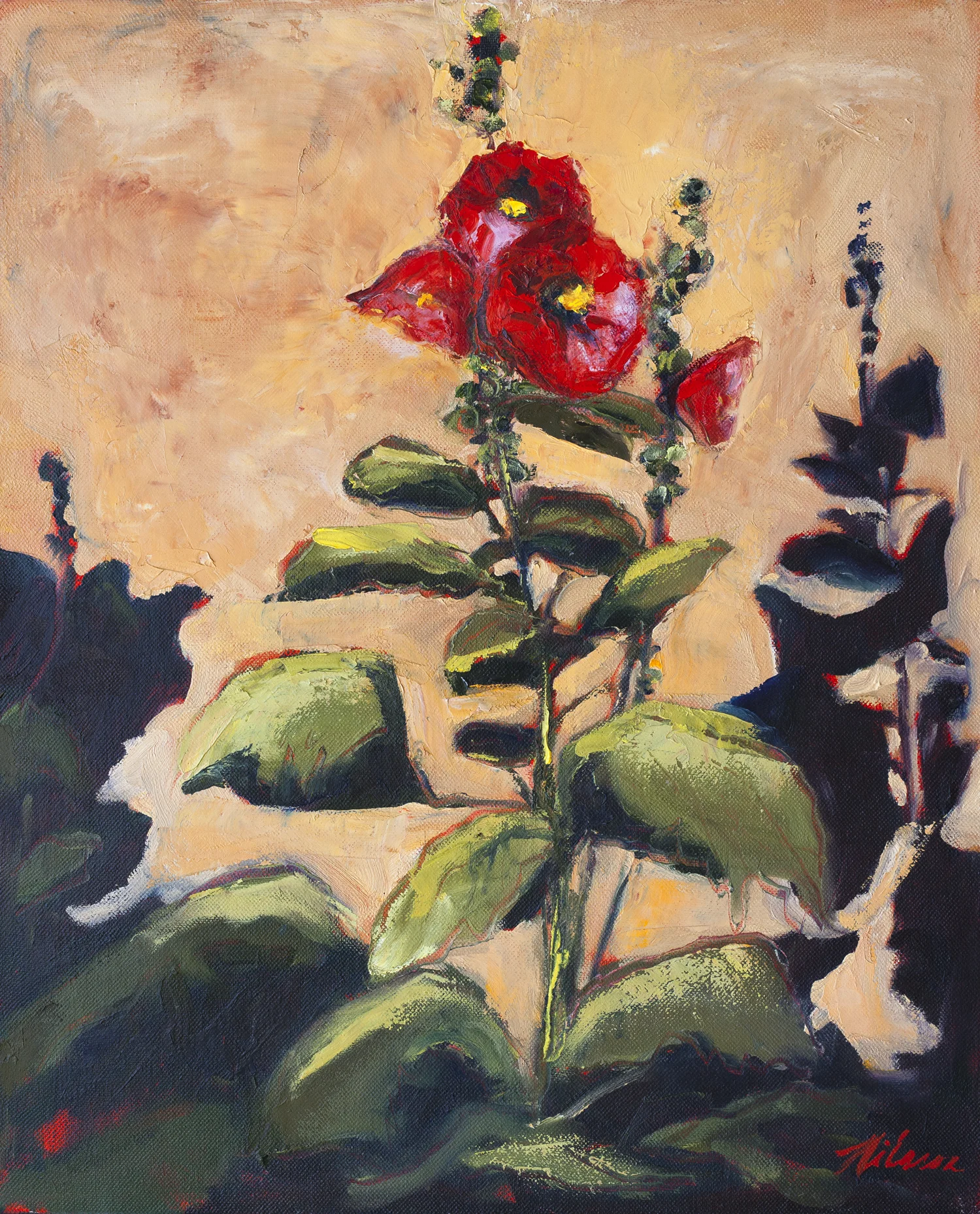 August Hollyhocks