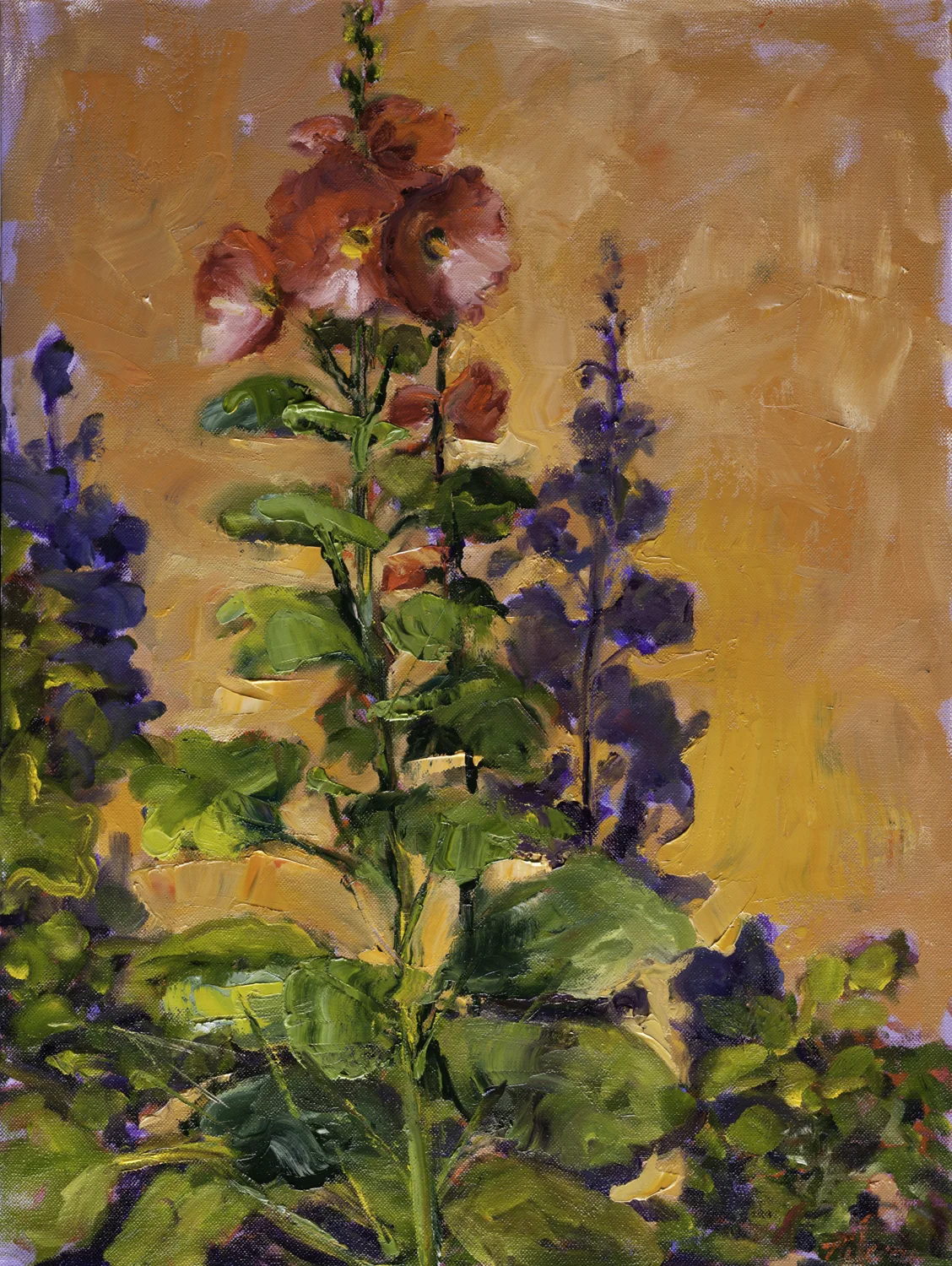 Red Hollyhocks