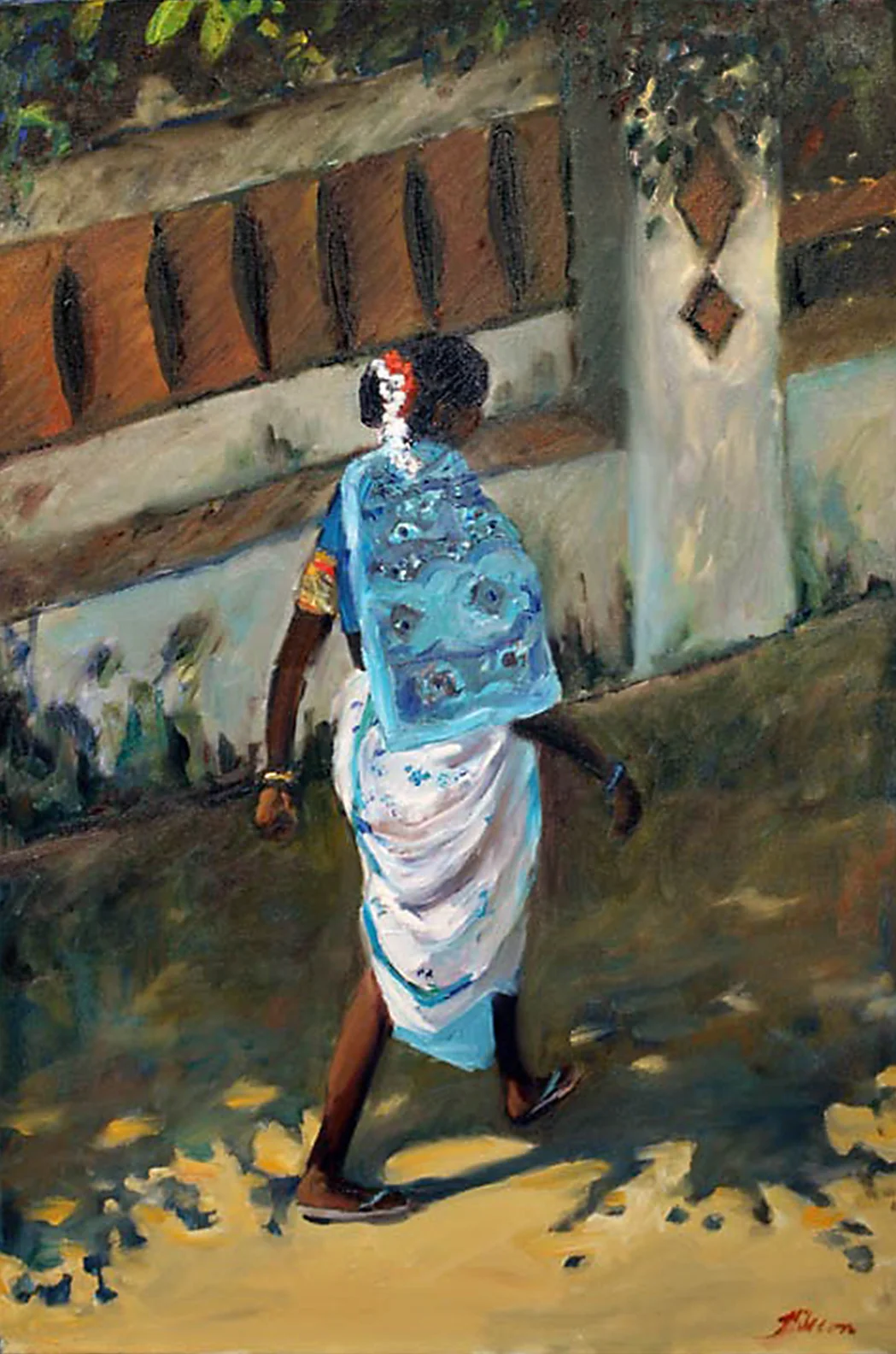 Woman in Blue Sari, India