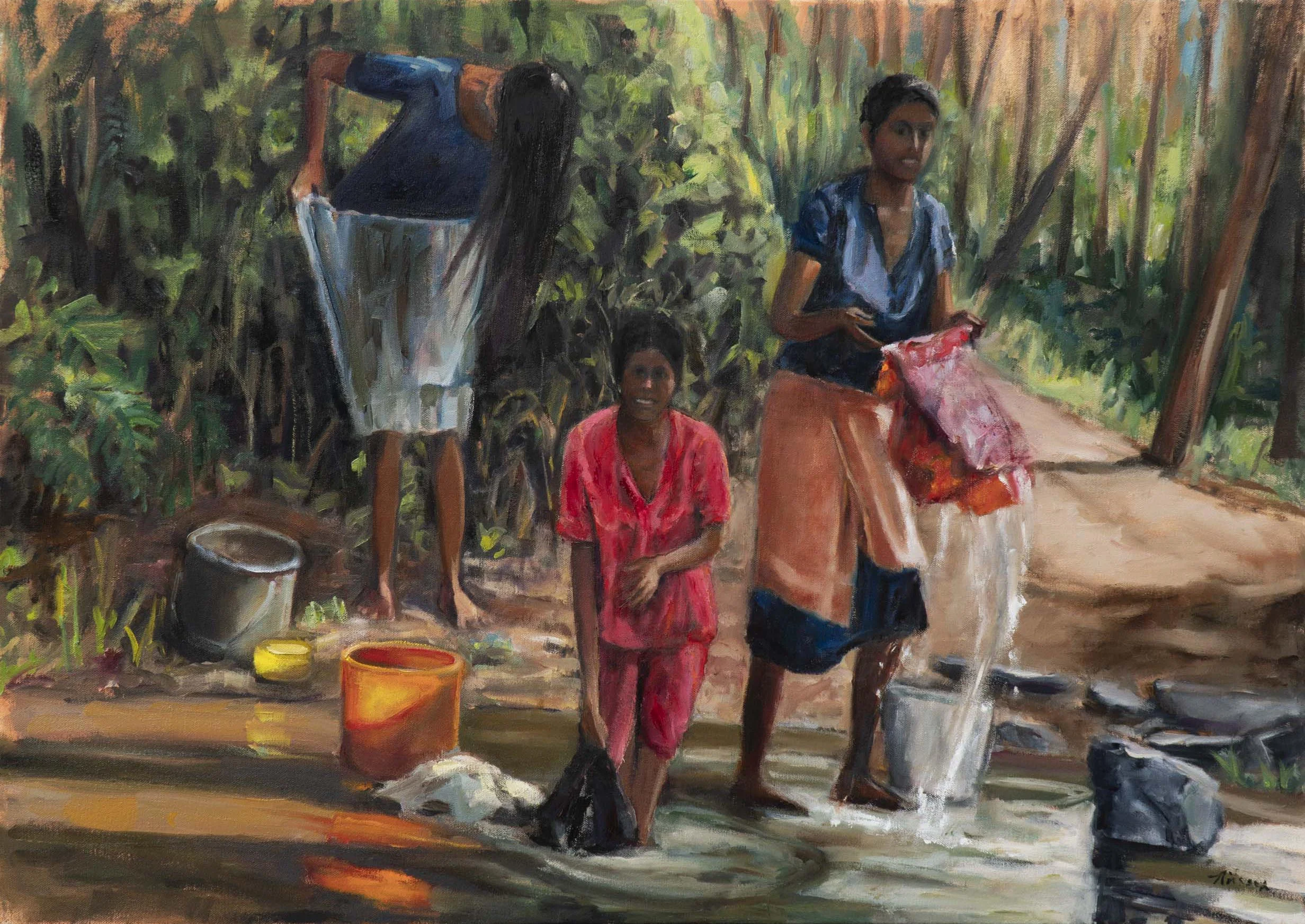 Washday, Kerala, India Backwaters