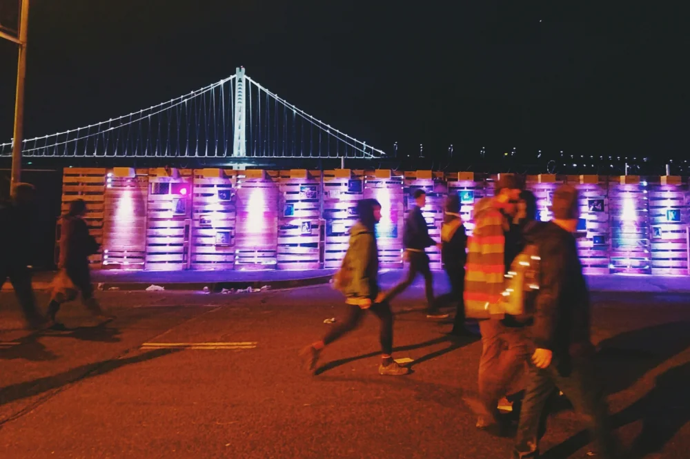 Attendees exiting the venue at the end of the night