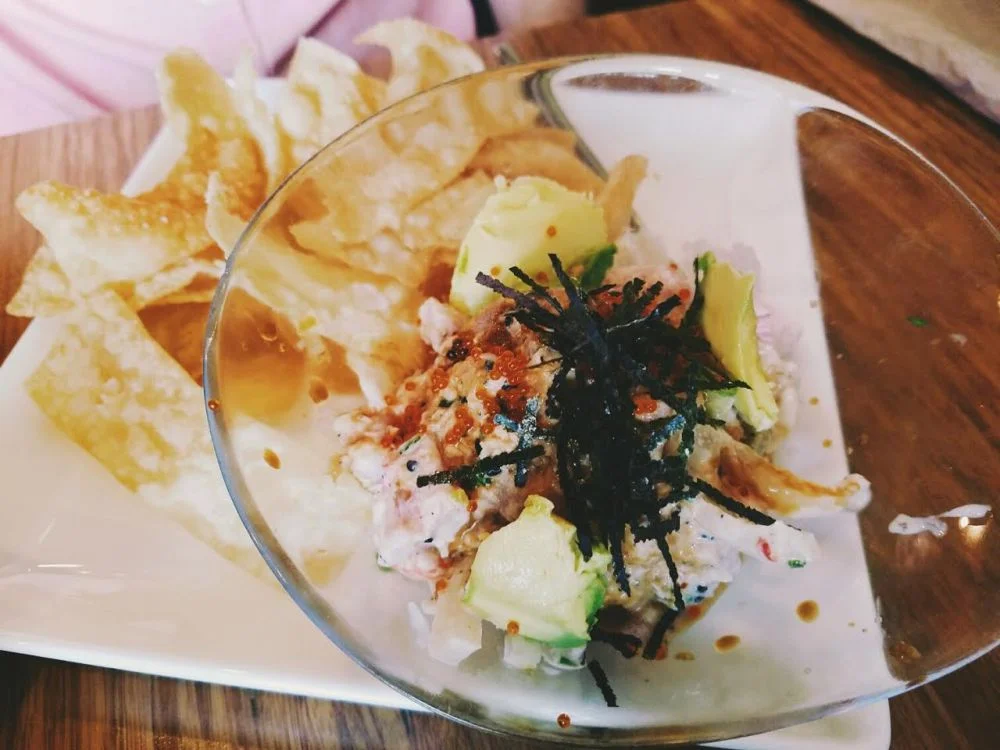 Pacific poke dish with chips