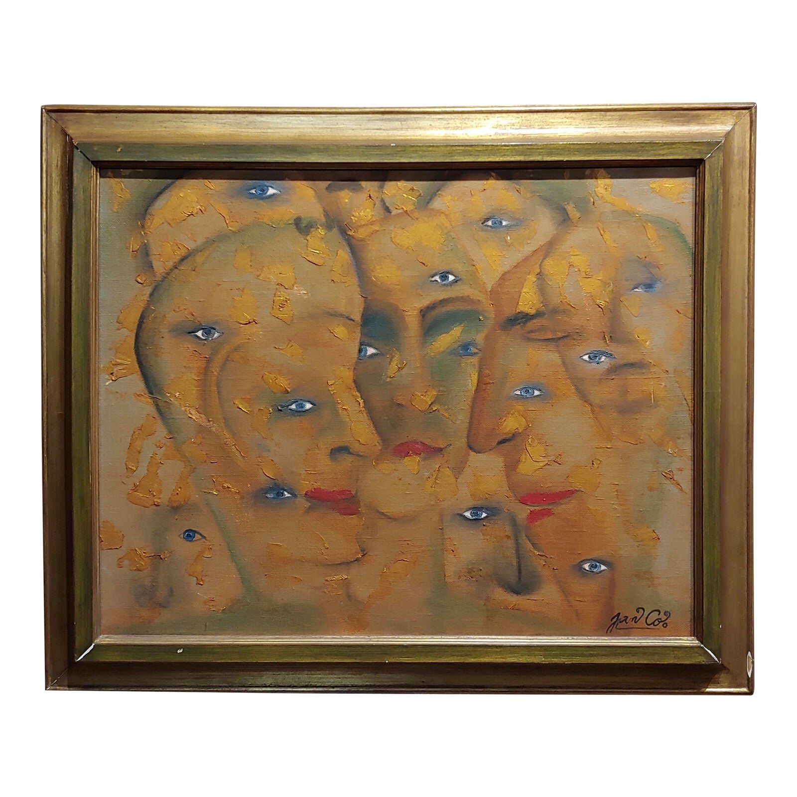 Many Eyes &amp; Faces - Cubist Oil Painting Signed By Janco