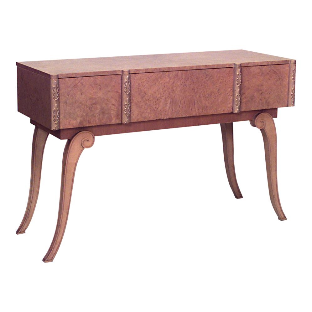 English Art Deco Parcel Gilt Maple Console Table