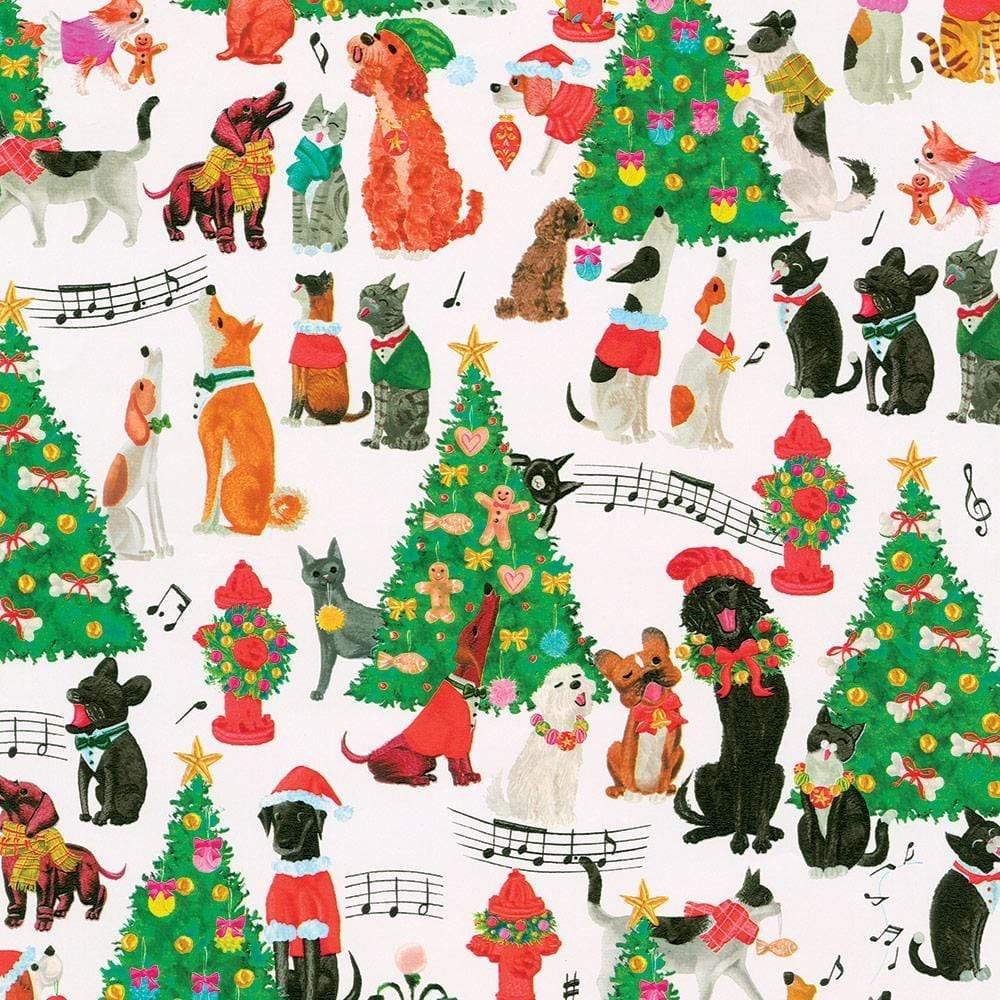  Caroling Pets Wrapping Paper
