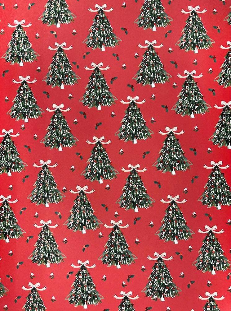 Christmas Trees On Red Flat Wrap