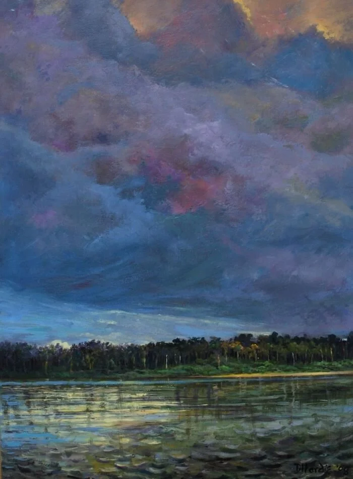  TROPICAL CLOUDS  18X24 oil on canvas  I have said this before, I love painting clouds.  They seem so much larger and more beautiful in Florida.  Psalms 19:1 