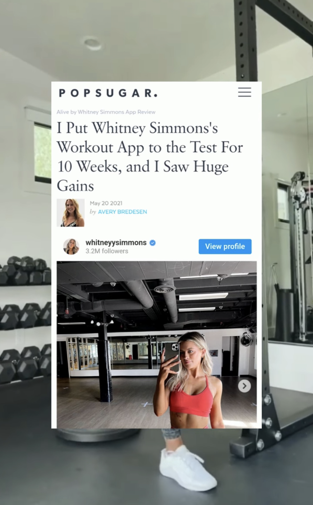 Whitney Simmons' Workout App Review — Avery Bredesen