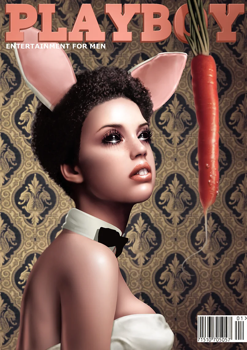 the carrot or the stick, a bunny portrait