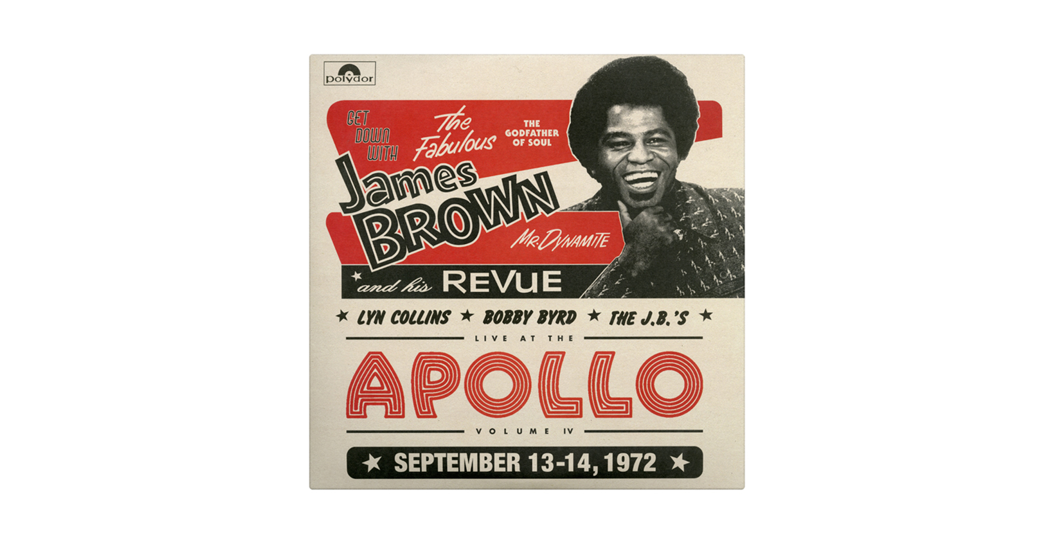 For the ten years leading up to 1972, the James Brown Revue was an outright superfunk freight train, speeding around the world and crushing all competition. From 1963 to 1971, James Brown had released not one but three albums recorded live at Harlem’s famed Apollo Theater. The first volume of the series is still rightfully revered today as one of the greatest live albums of all time. But Volumes II (1968) and III (1971 – aka Revolution Of The Mind) were no slackers either, showing James and his incredible band (with talent including “Pee Wee” Ellis, Fred Wesley, John “Jabo” Starks, Clyde Stubblefield, Maceo Parker, Lyn Collins, Bobby Byrd and many more) at the peak of their respective powers each time, playing a litany of JB hits. Because of this, it will always be a mystery as to why Volume IV, which was recorded at the Apollo on September 14, 1972, was shelved. This is in no small part because the performers and songs heard here are some of the Godfather of Soul’s (and the JBs’) strongest. But shelved it was, full of fire but languishing for decades in the Polydor vaults.