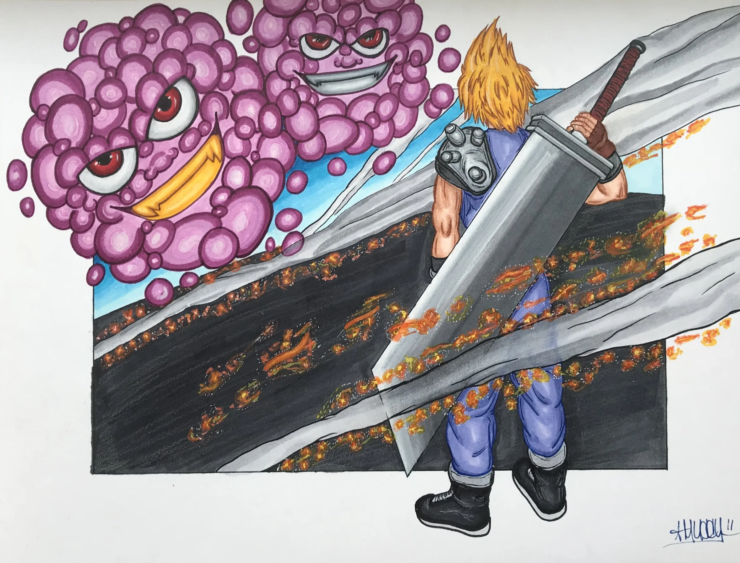 "Dark Fantasy" [fanime series 2018] 9x12 in mixed media on bristol paper