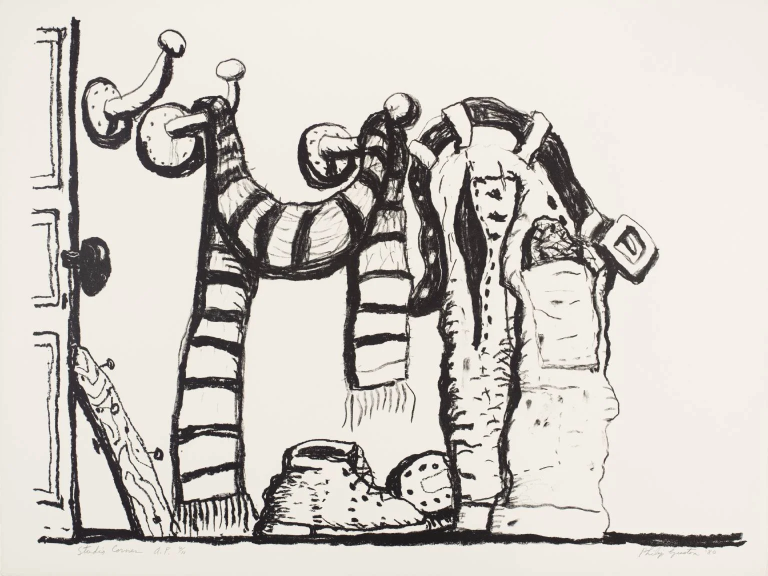 Philip Guston,  Studio Corner,  1980, Lithograph, 32h x 42 1/4w in