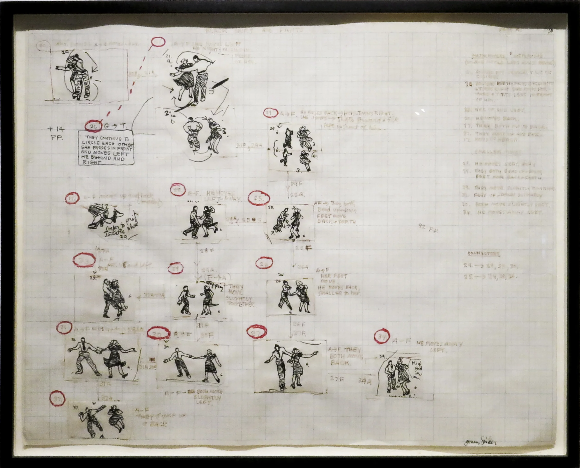  Jenny Snider,  Black Skirt and Pants IV,  1981, ink on paper, 19.5h x 24w in. (framed). 