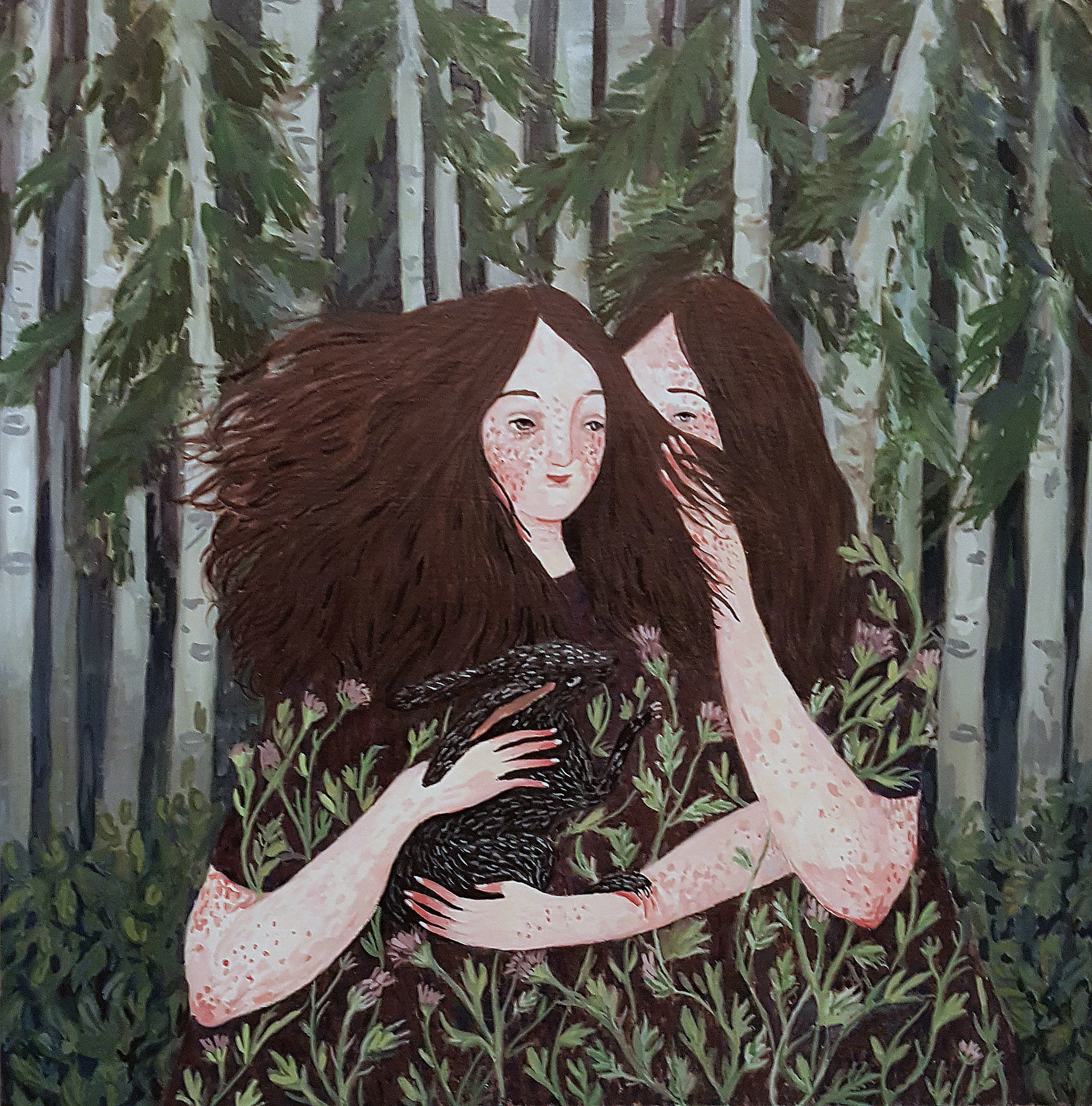 Pitch Pine (2018) Gouache on panel, by Maia Stark