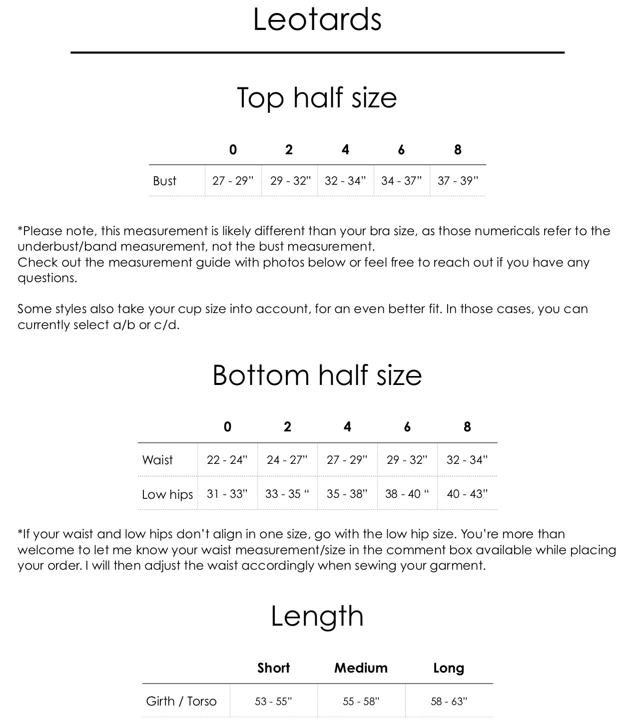 Size Chart – Intrigue Fine Apparel