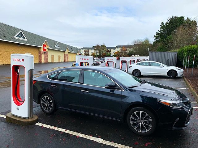 From @odoenergy &mdash;

On the second day of Christmas my true love gave me to me:
🔌Two Teslas charging and a rainy day in Lincoln City. 
#tesla #electricvehicle #goelectricor #oregonenergy #zeroemissions #electriccar #carcharger #teslacharging #li