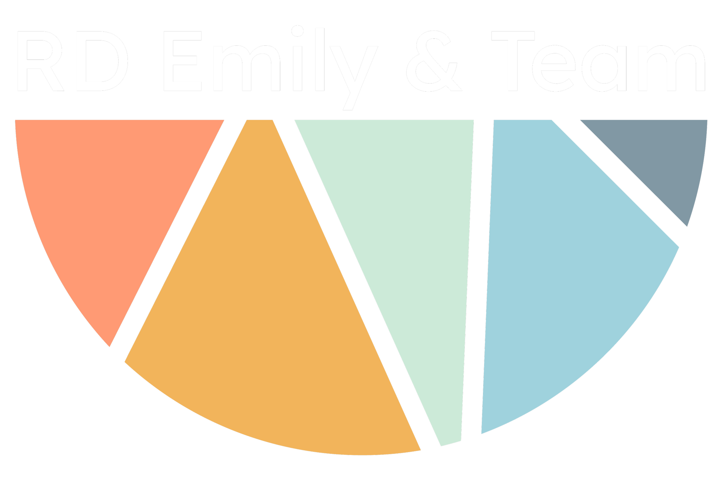"RD Emily & Team" sitting atop a half-circle of colored mosaic pieces
