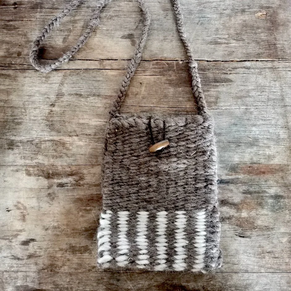 Frame loom woven bag