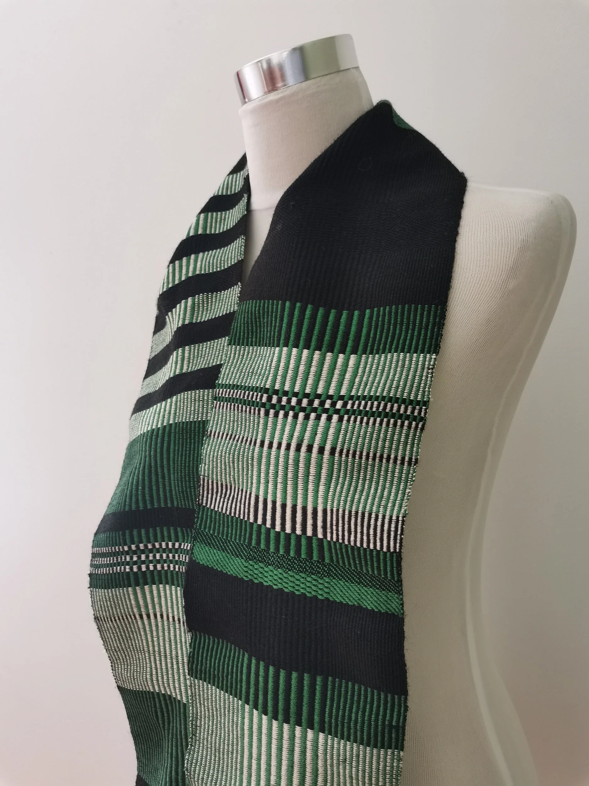 Green, white & black scarf