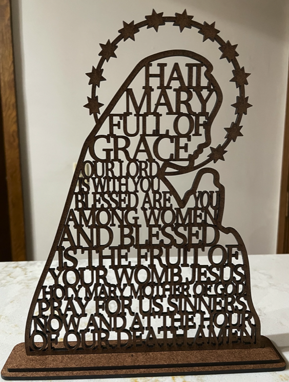 Hail Mary Wood Plaque