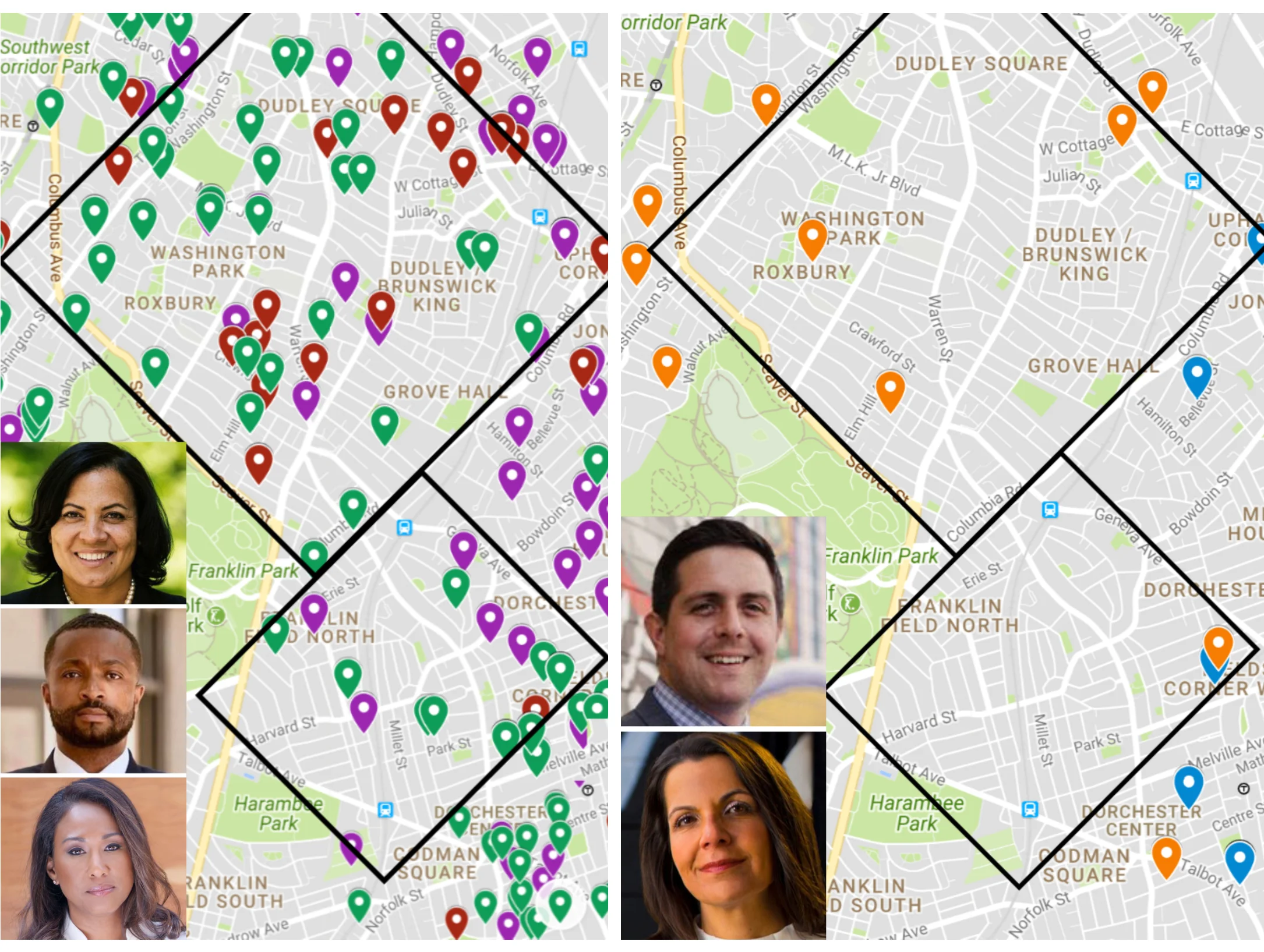 All five Suffolk D.A. candidates' contributions from residents in Boston's most prosecuted neighborhoods