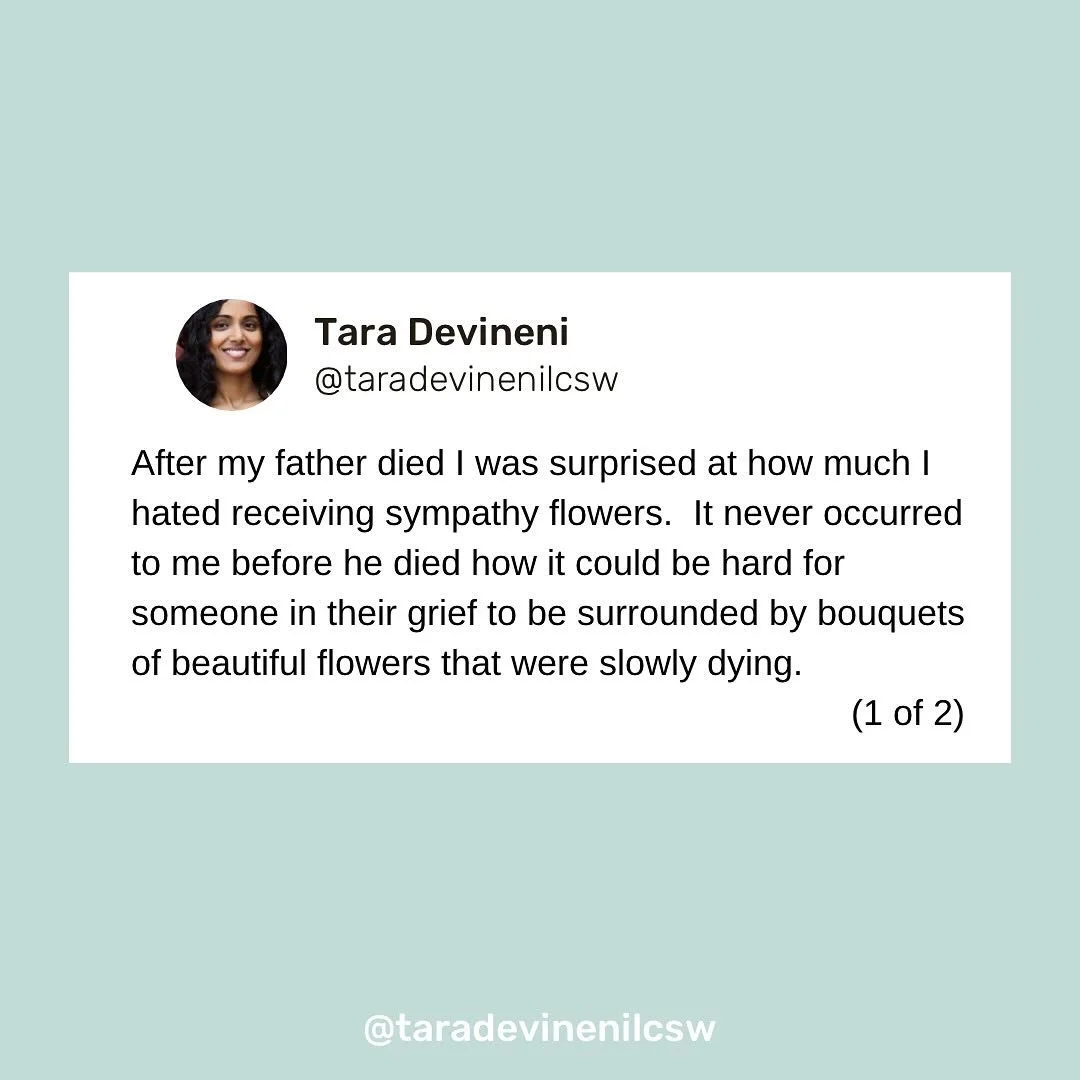 What gifts meant the most to you after your person died?  Please share in the comments 🤎💐 

#grief #loss #sympathy #condolences #bereavement #griefandloss #griefsupport #siblingloss #parentloss #childloss #gifts