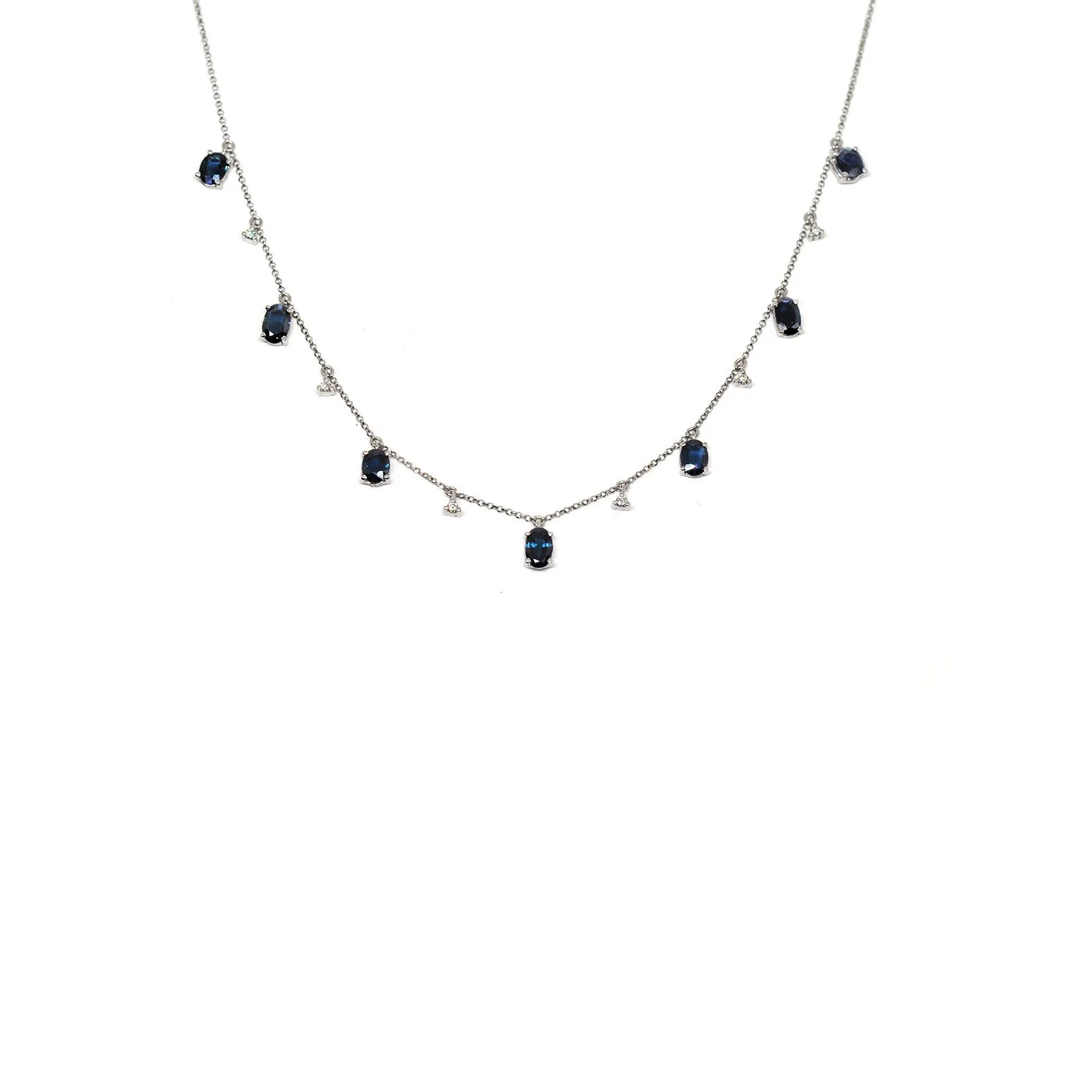 BLUE SAPPHIRE & DIAMOND WHITE GOLD NECKLACE