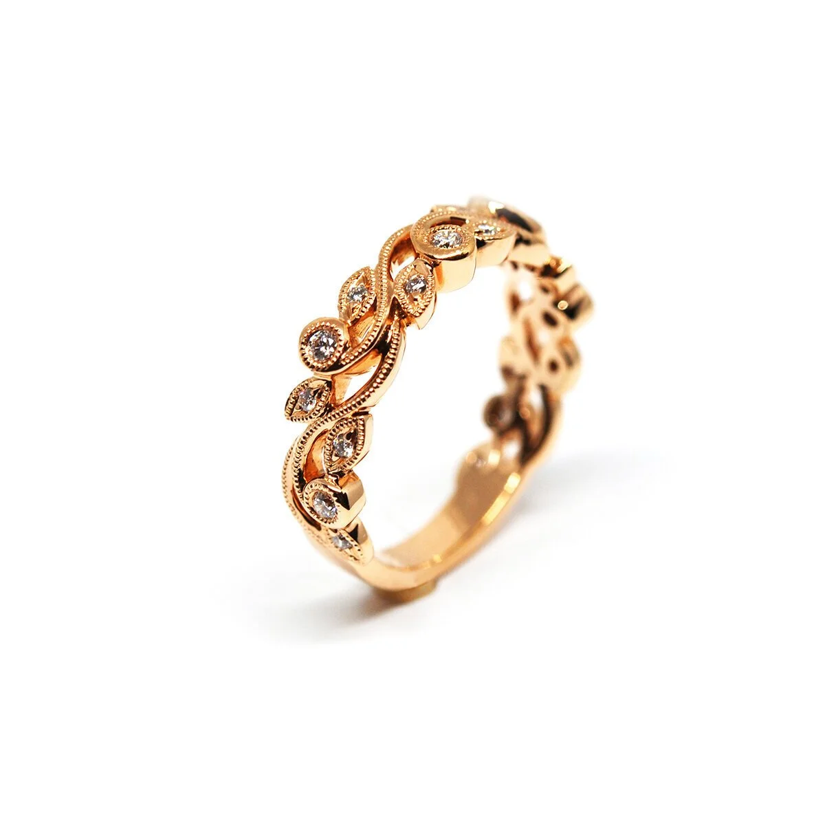 18K ROSE GOLD VINE AND LEAF MOTIF RING