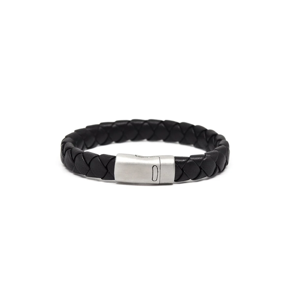 MEN’S ROUND BRAIDED BLACK LEATHER BRACELET — Metzger Studio
