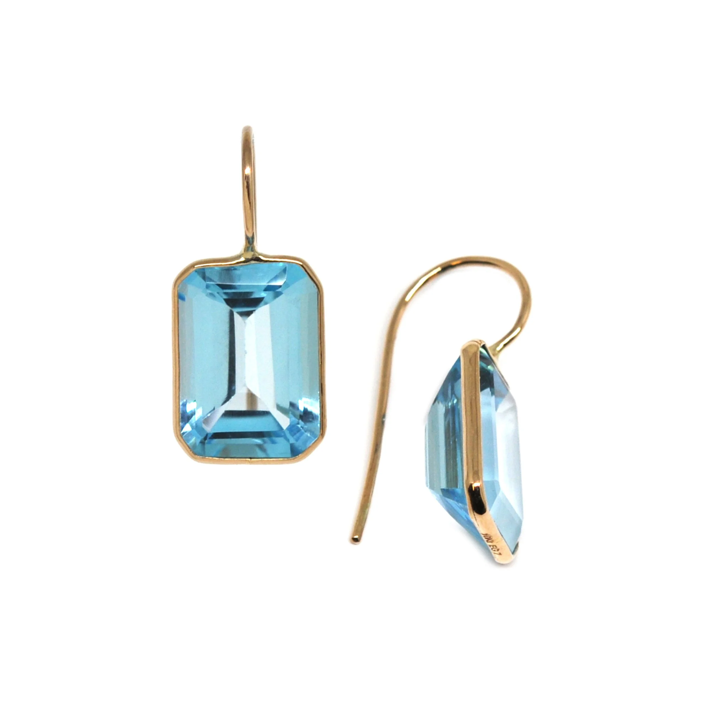 10K Yellow Gold and Sky Blue Topaz Earrings