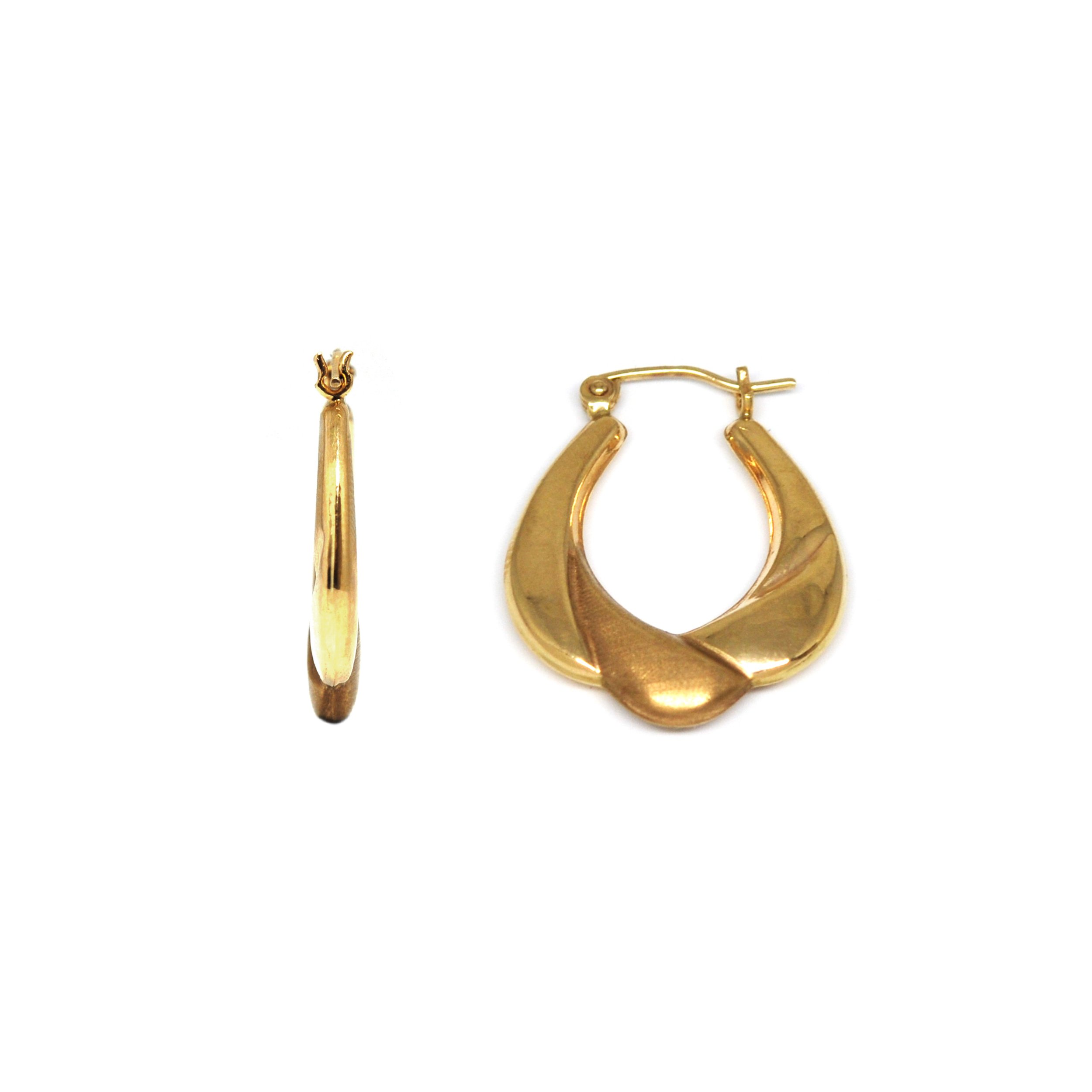 Estate 14K Gold Sculpted Hoop Earrings