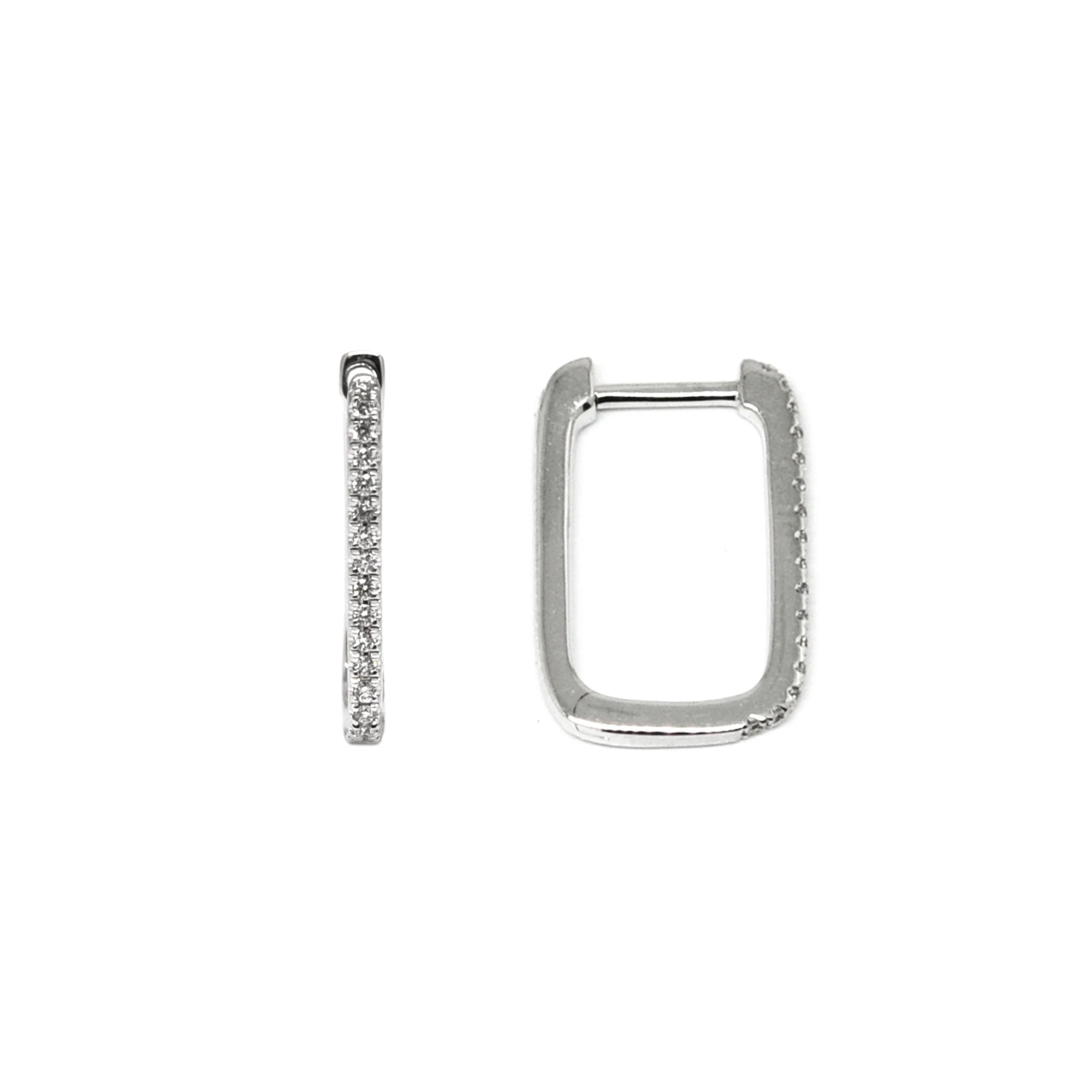 14KWG Diamond rectangular Hoops